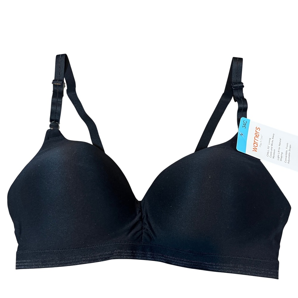 Warners Play It Cool Wireless Bra Black 34C Lightly Lined RN3281A